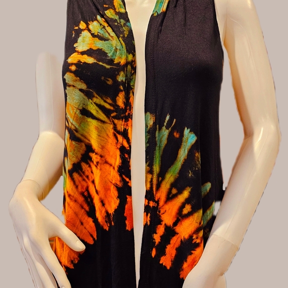 TIE DYE Blk Teal Stretchy Rayon Cardigan *5 Colors Avail.* OS NEW - Picture 2 of 8